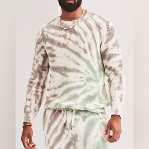 Ser.o.ya revolve Leo Knit trendy Sweater in Beige Green Swirl Tie-Dye size xl